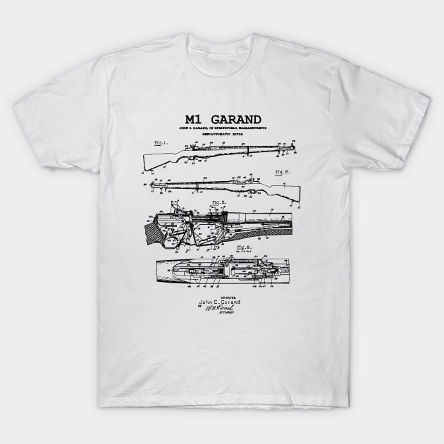 M1 Garand - World War 2 Weapon Blueprint Rifle T-Shirt by Distant War